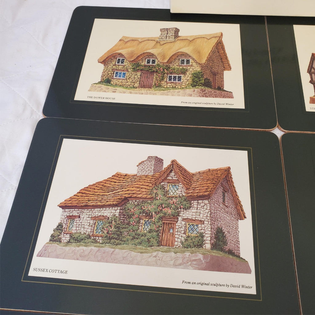 David Winters Cottages Table Mats & Coasters Set of 6 Cork Back