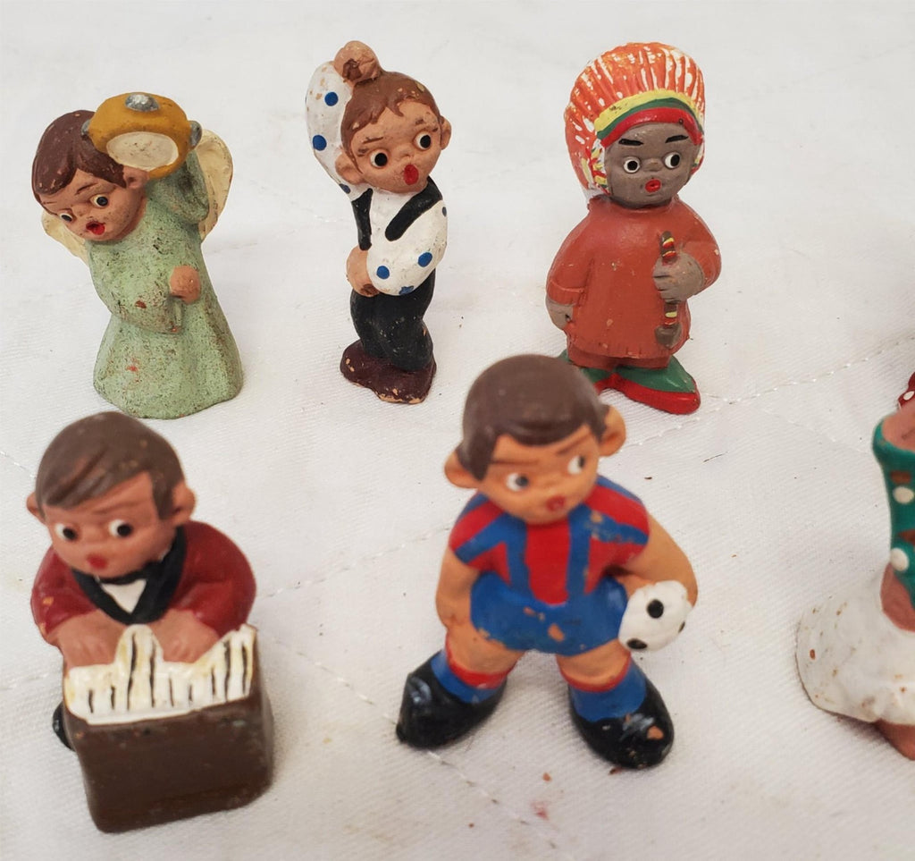 Lot of 10 Vintage Terra Cotta Spanish Mud People Figurines