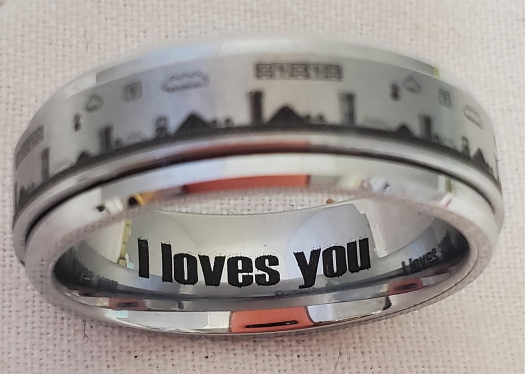 Tungsten Carbide Super Mario Video Game Spinner Ring