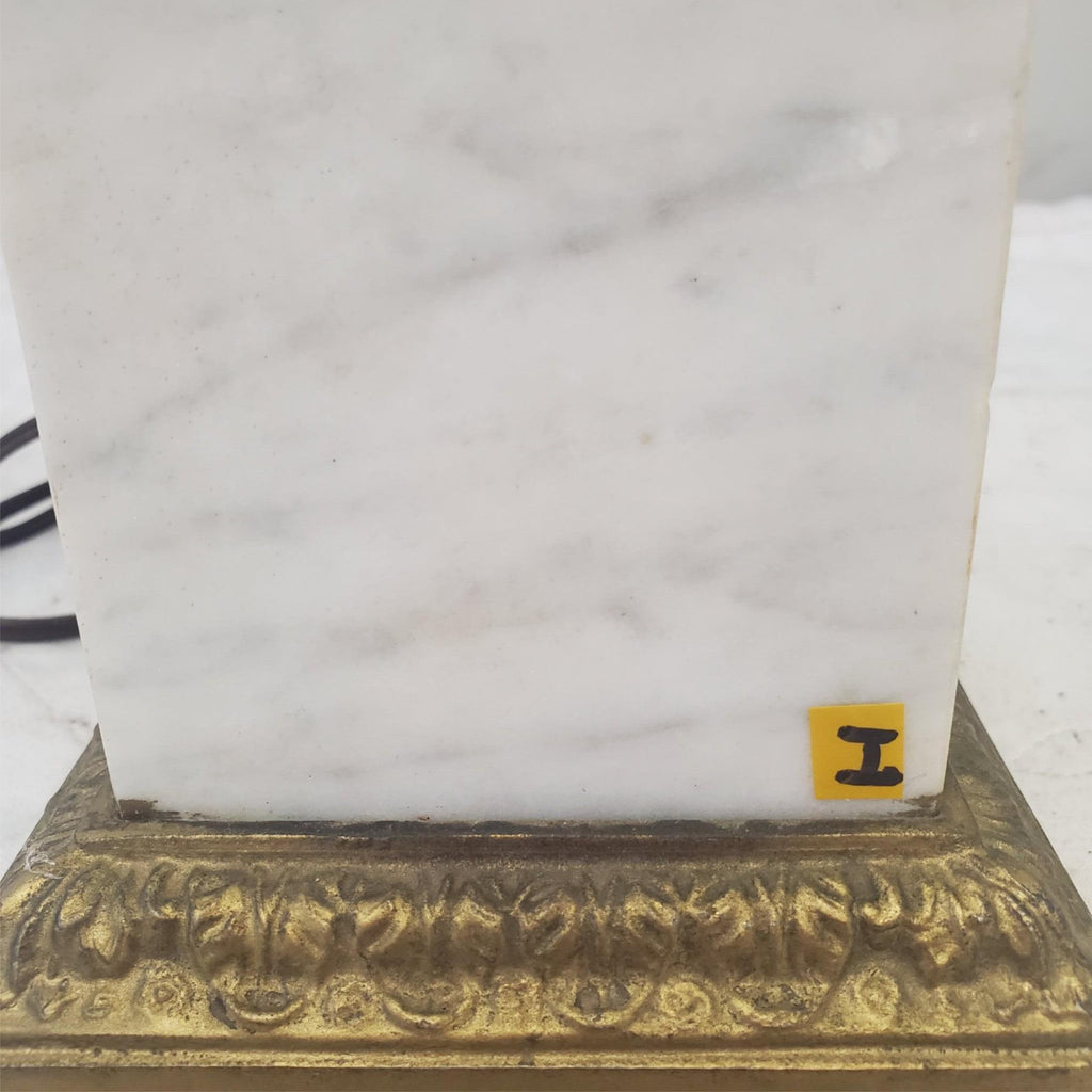 Vintage Regency White Marble Column Portable Table Lamp H