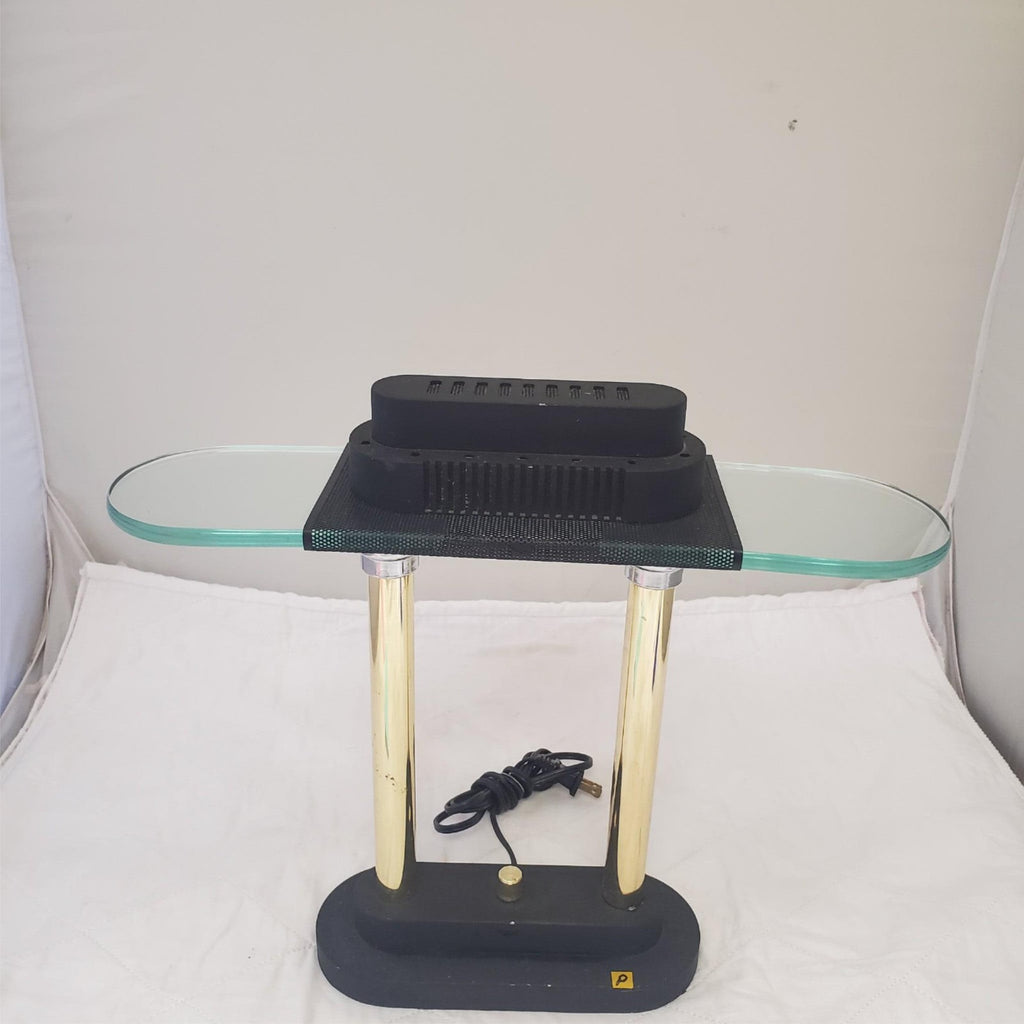 Vintage Portable Brass and Black Halogen Desk Lamp P