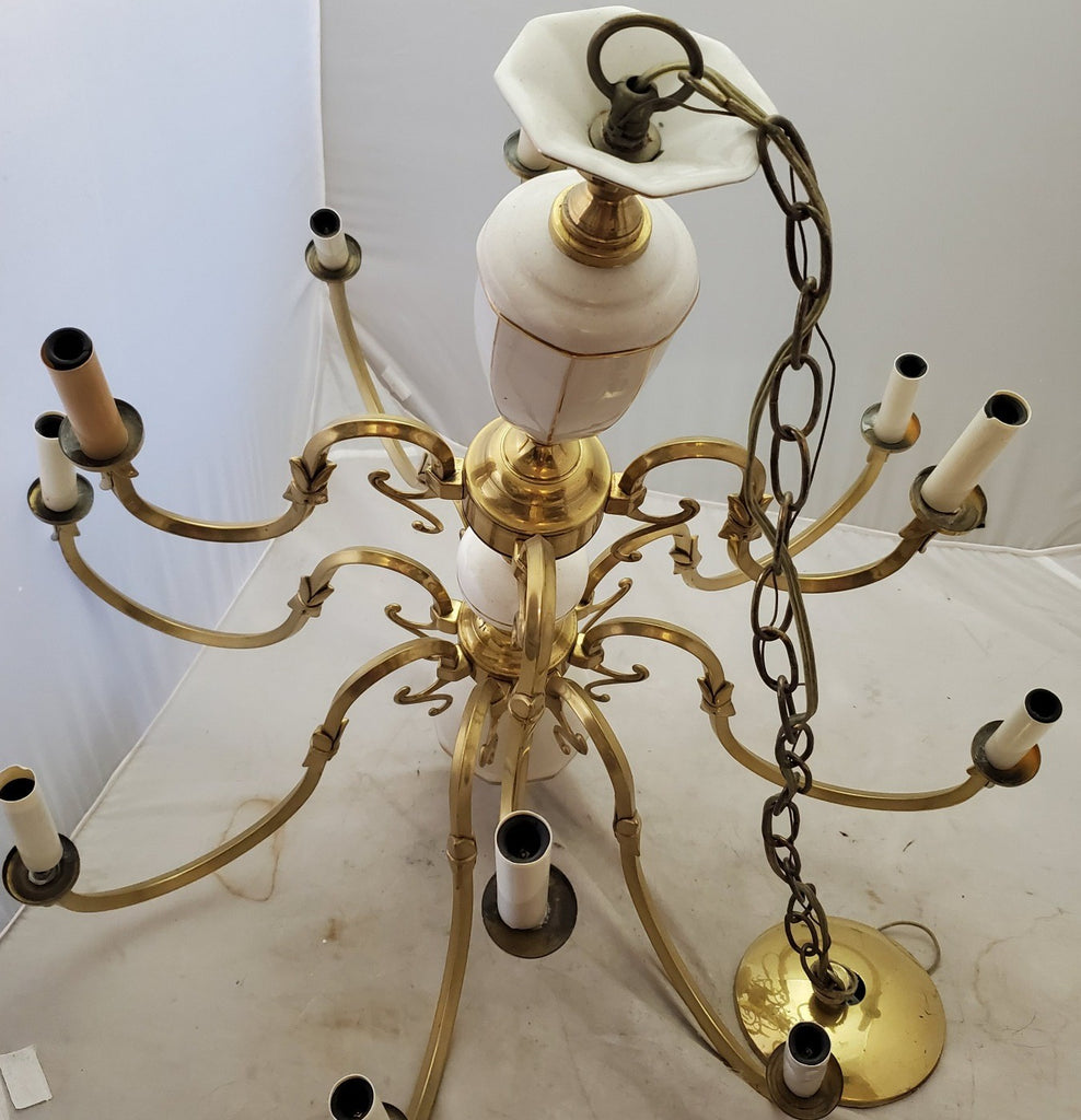 Vintage Incandescent Fixture Brass Candle Chandelier Hanging Lamp