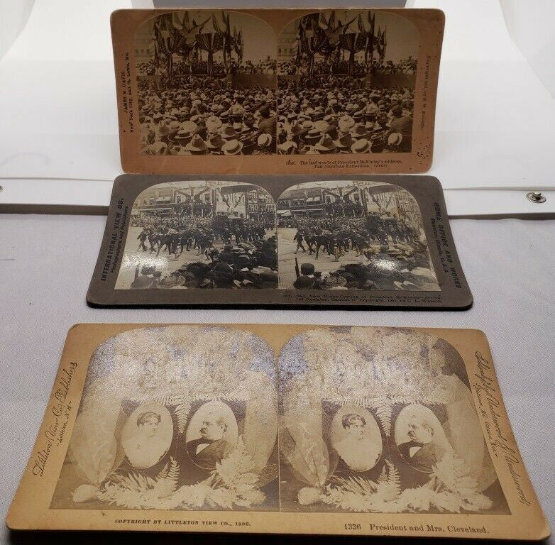 1901 President McKinley, Funeral Procession Cleveland White House Stereoview