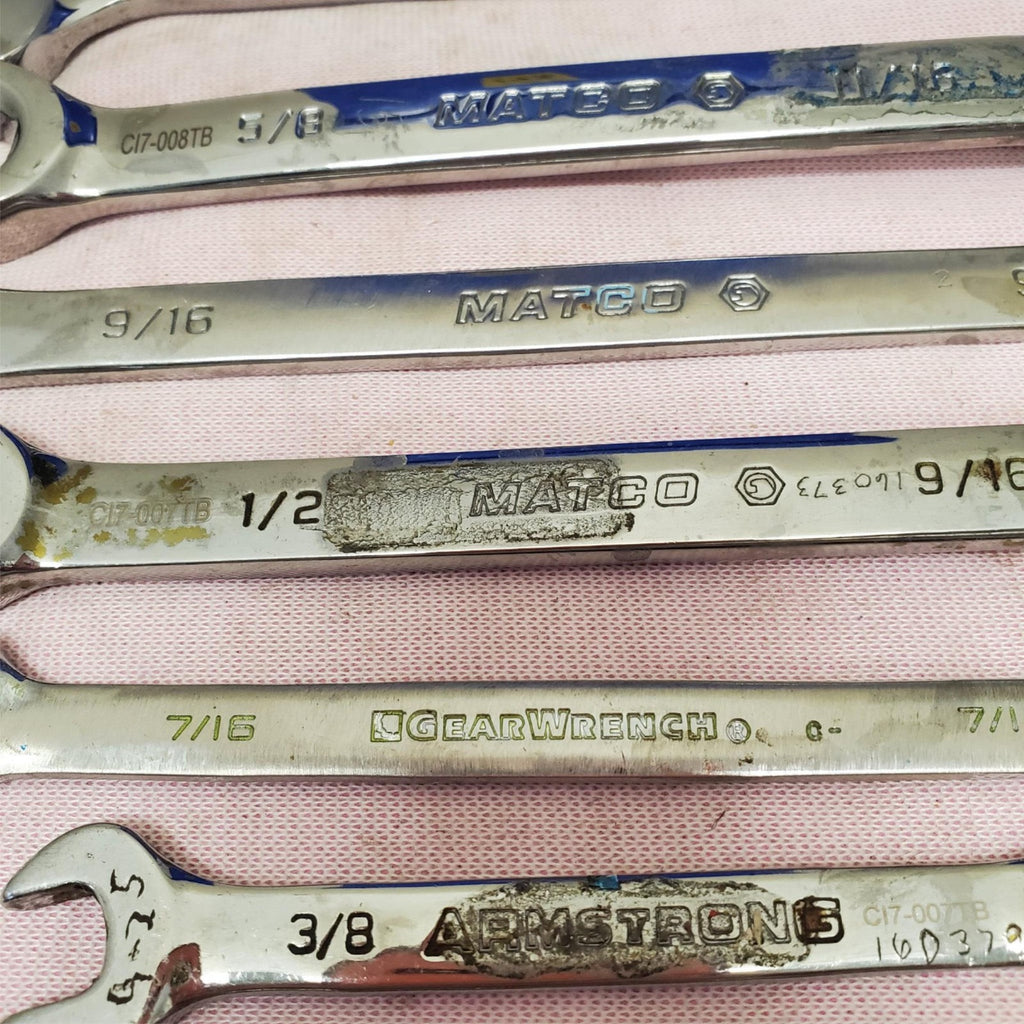 Lot of 8 Assorted Open-End Combination Wrench Set LOT-173