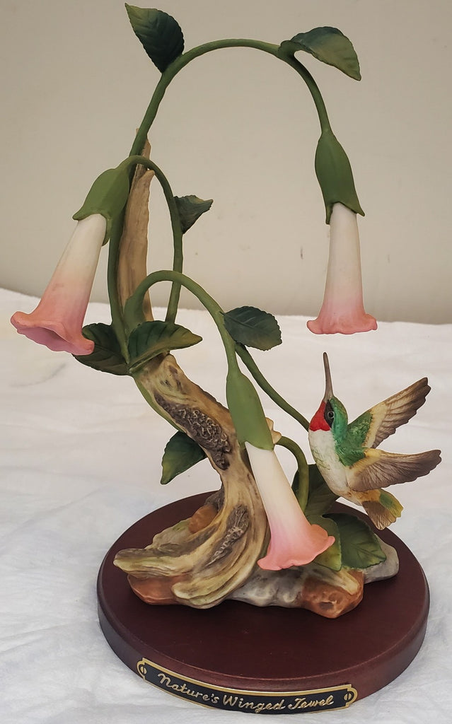 Homco 1990 Nature's Winged Jewel Porcelain Hand Painted Hummingbird & Flowers