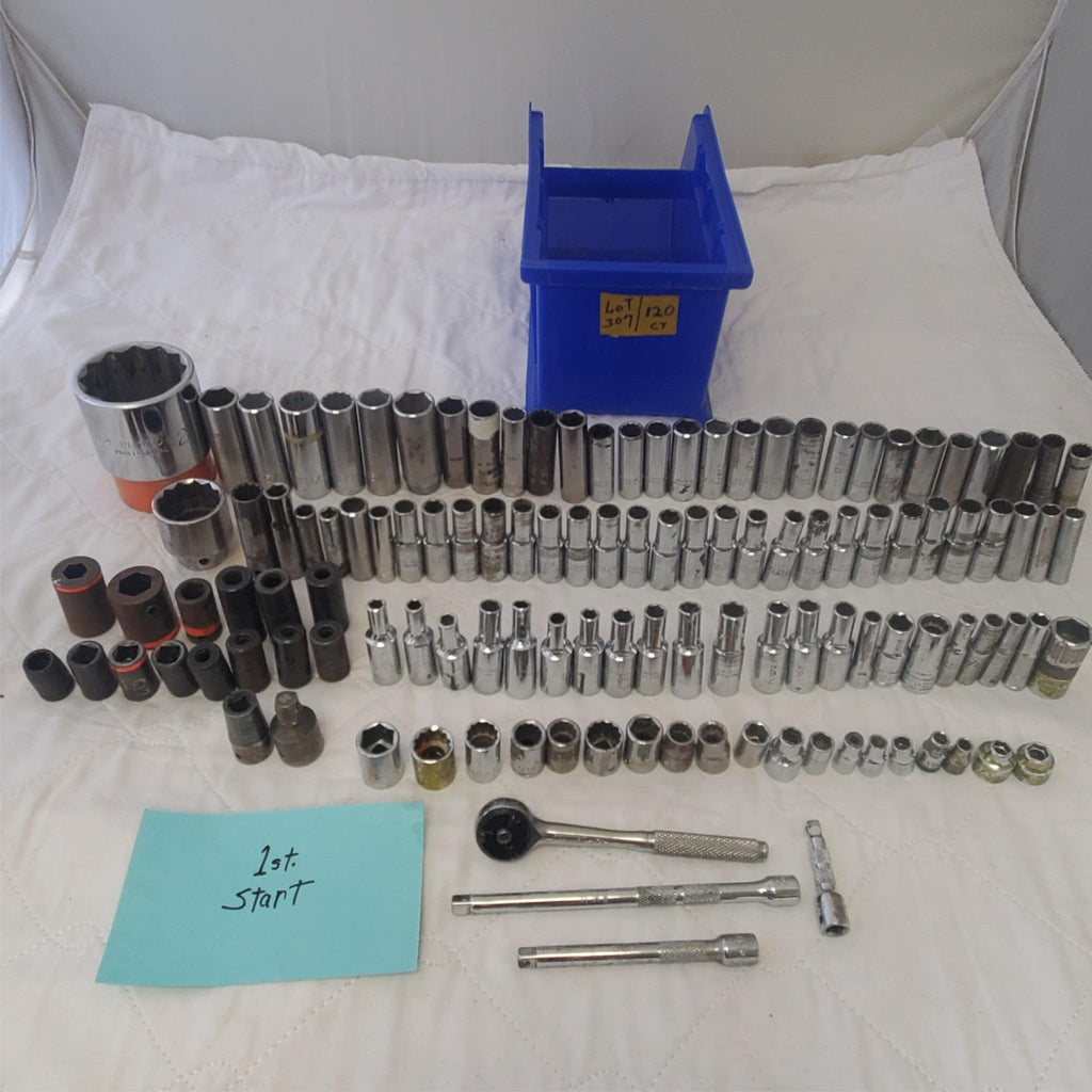 Lot of 120 pc Assorted Sockets/ Chrome / Ratchet Impact Sockets LOT 307