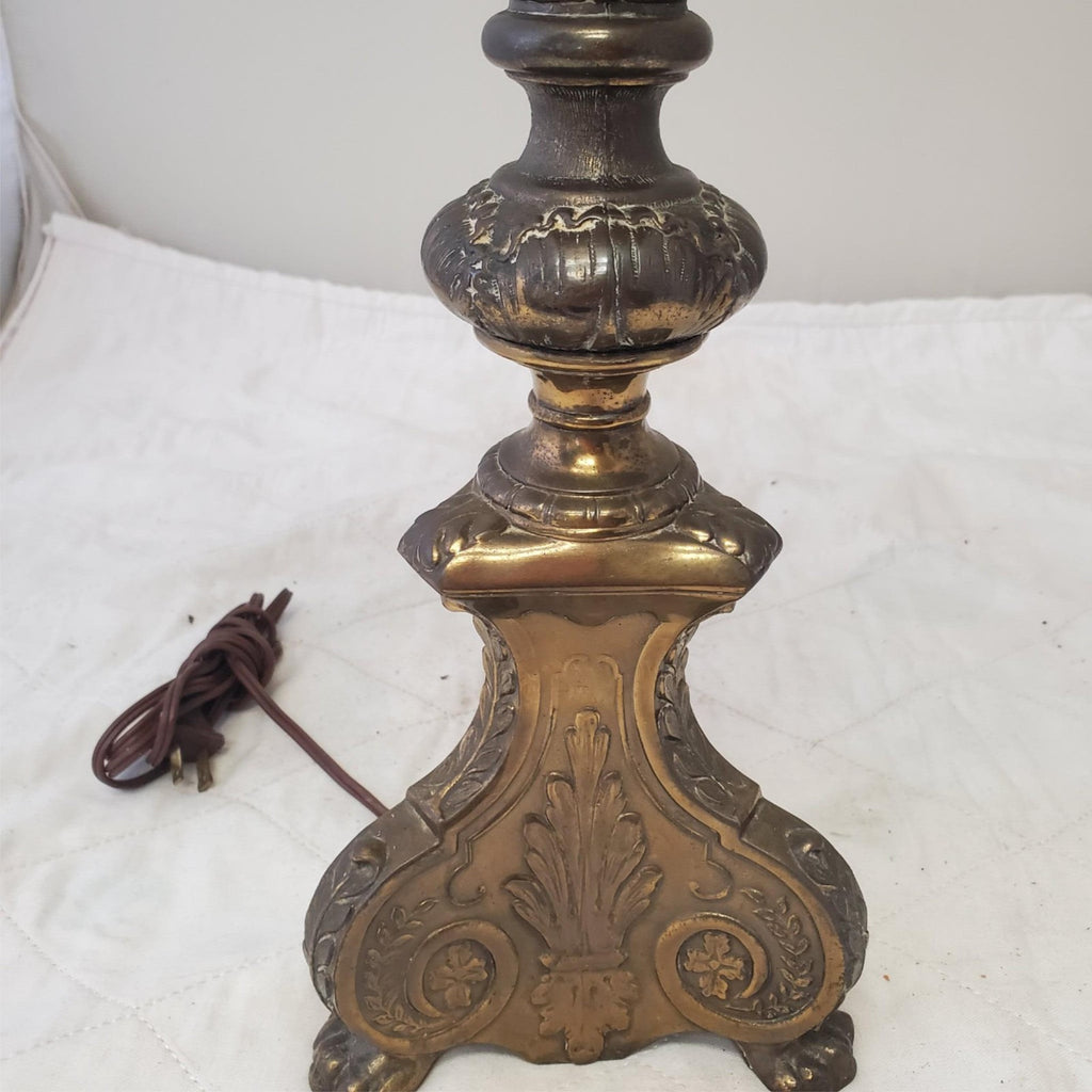 Vintage Solid Brass Claw Foot Table Lamps A6
