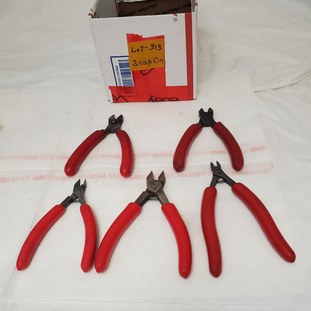 Lot of 5 Snapon Long Vector Edge Diagonal Cutters Pliers Red Soft Handle Lot-313
