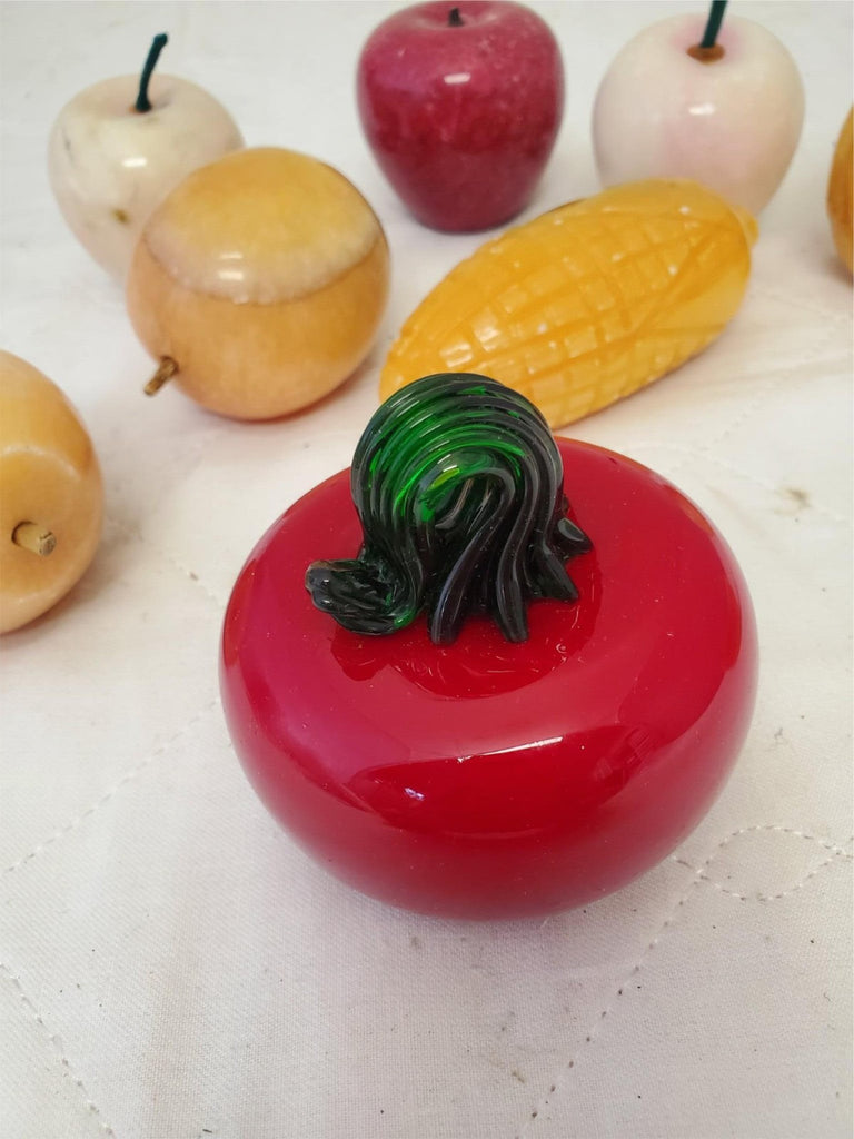 Lot of 9 Vintage Italian Alabaster Stone Marble Fruit & Veggies Art Pieces