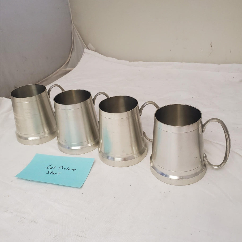 Lot of 4 Pewter Selangor Mug mermaid handle Tankard