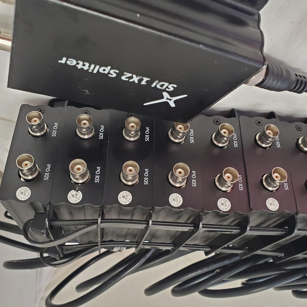 Large Lot of SDI 1x2 Splitter Boxes and Cables