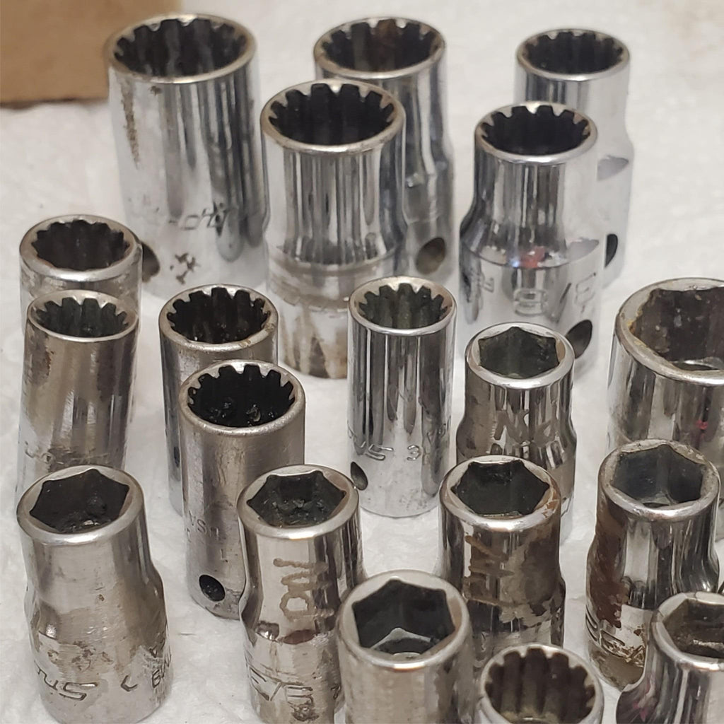 Lot of Assorted Snap On 12 Point 1/4 Drive Swivel Socket Set LOT-729