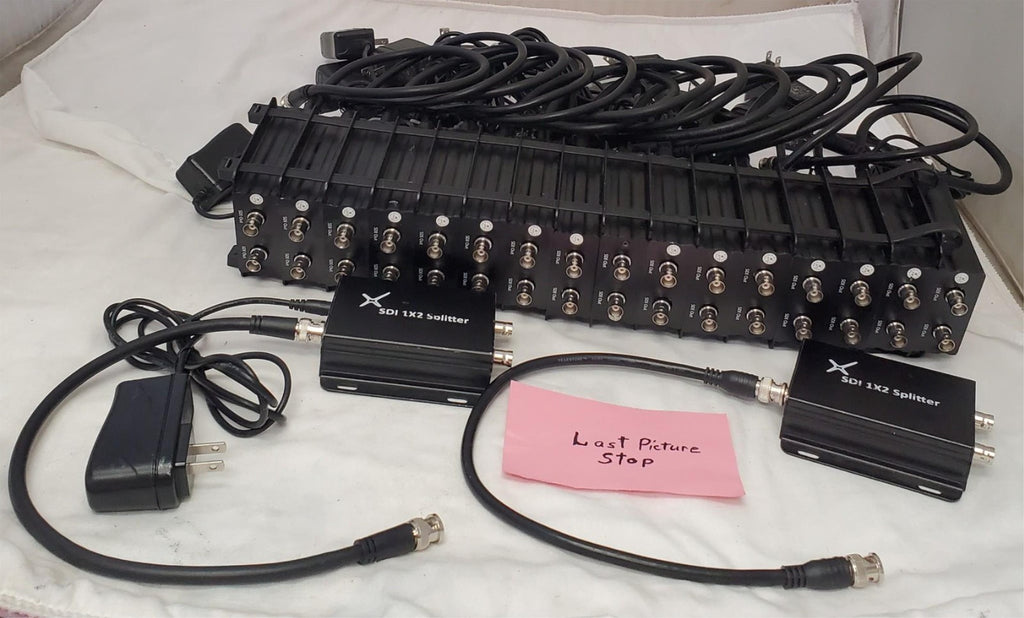 Large Lot of SDI 1x2 Splitter Boxes and Cables