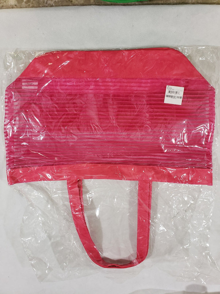 Nordstrom Glossy Seafoam Green Cosmetic Bag Tote Shoulder Bag Pink & Clear Mesh