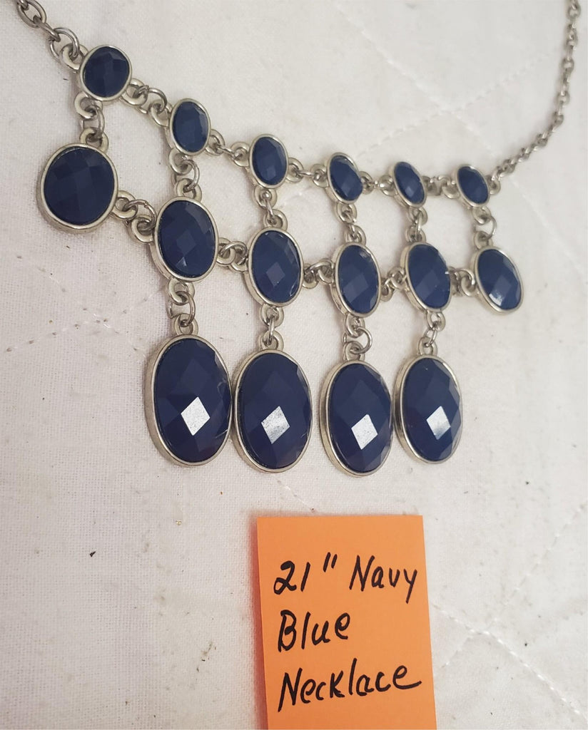 21" Navy Blue Stone Bib Necklace