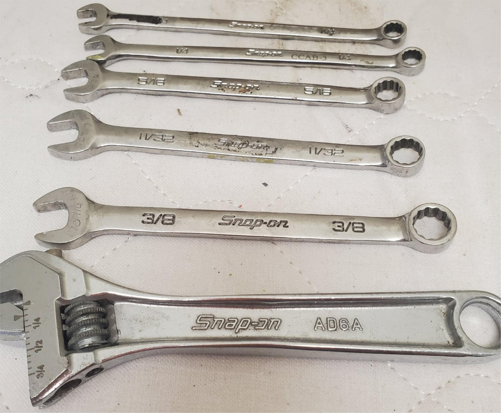 Lot Of 6 Snap On Combination Wrenches and Adjustable Spanner LOT-757