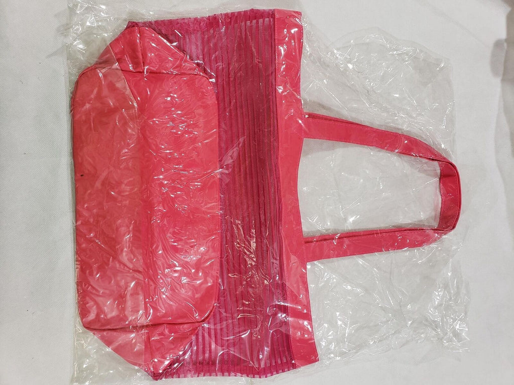 Nordstrom Glossy Seafoam Green Cosmetic Bag Tote Shoulder Bag Pink & Clear Mesh