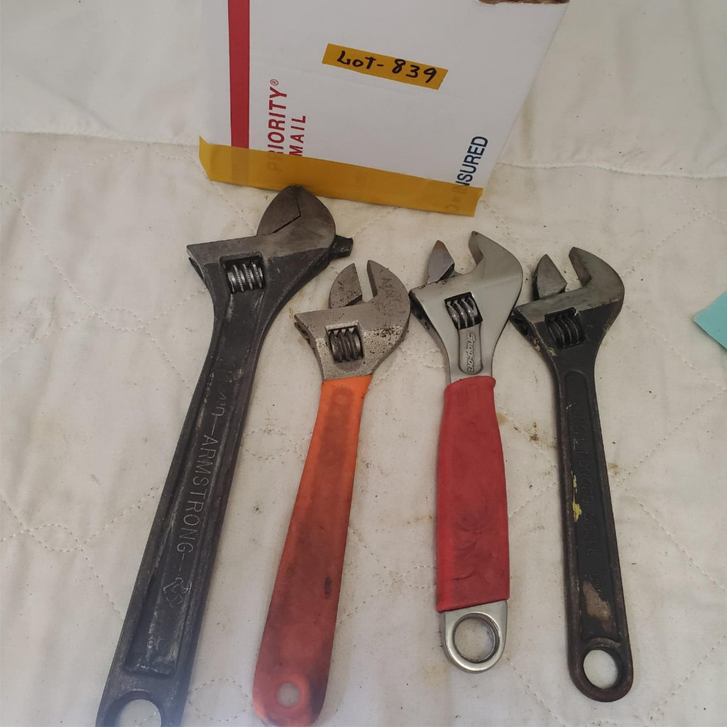 Lot of 4 Assorted Chrome Adjustable Wrench LOT-839