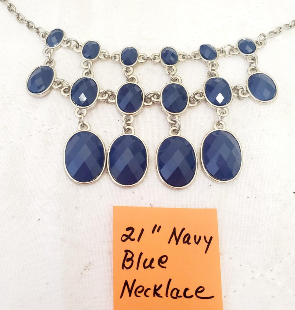 21" Navy Blue Stone Bib Necklace