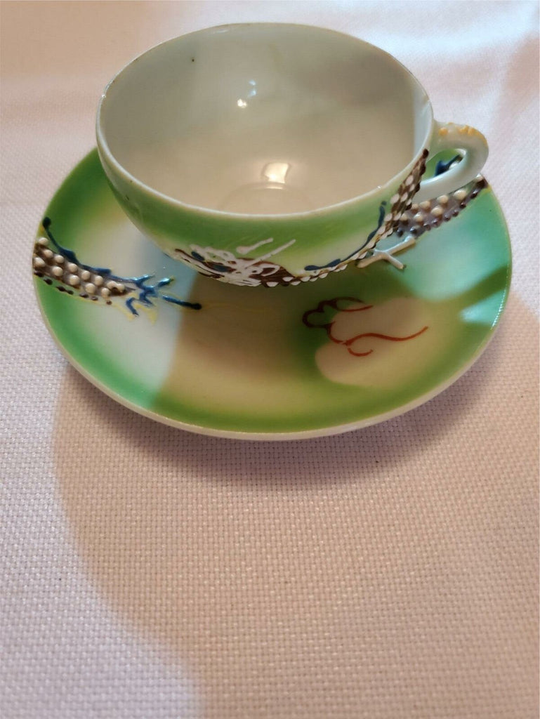 VTG Hand Painted Moriage Dragonware Demitasse Cup and Saucer Betson China Japan