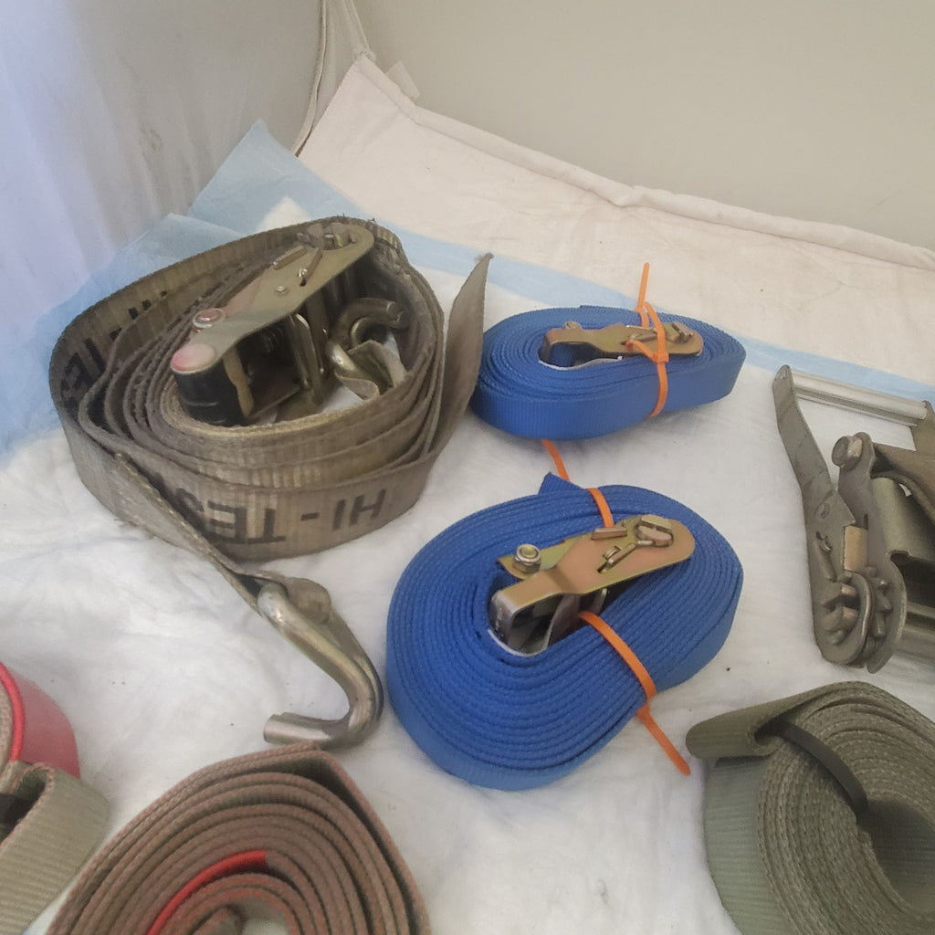 Adjustable Cam Buckle Tie Down Green/Blue Canvas Cargo Lashing Travel Strap