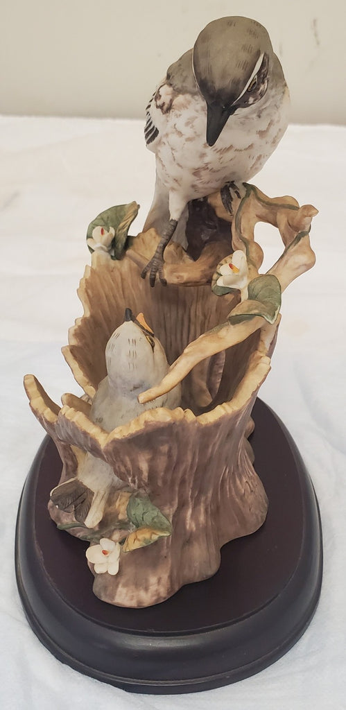 Homco 1994 Mockingbird Figurine by Tamiki Mizuno Mother & Baby Birds Masterpiece