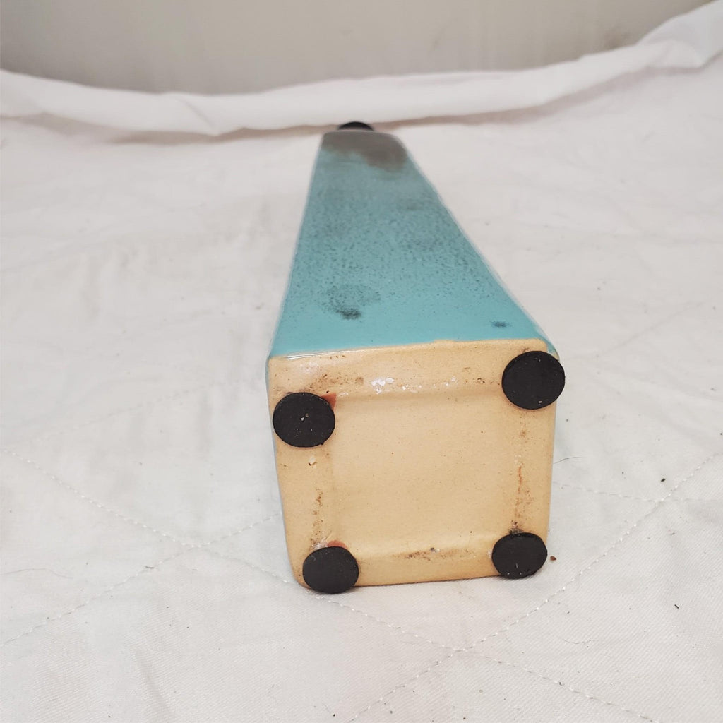 Antique Turquoise & Black Lava Drip Ceramic Vase