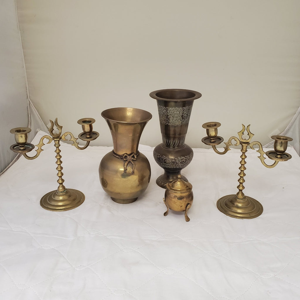 Antique Brass Vase and Baldwin Vintage Solid Brass