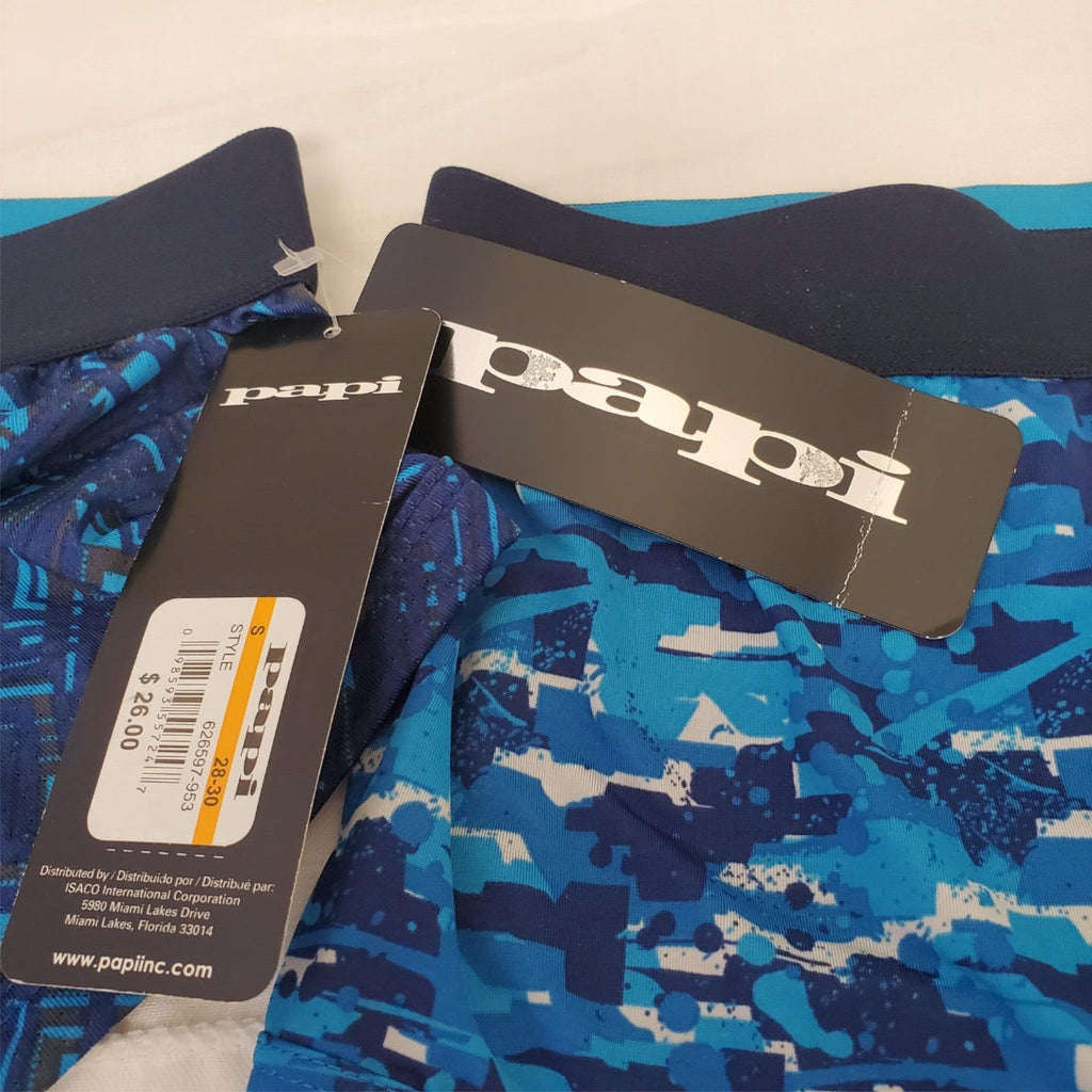 Pack of 2 Papi Men's Brazilian Blue Camouflage Trunks Size S 28-30