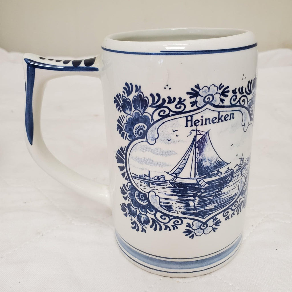 Heineken Delft Blue Holland Hand Painted Ceramic Beer Mug Stein