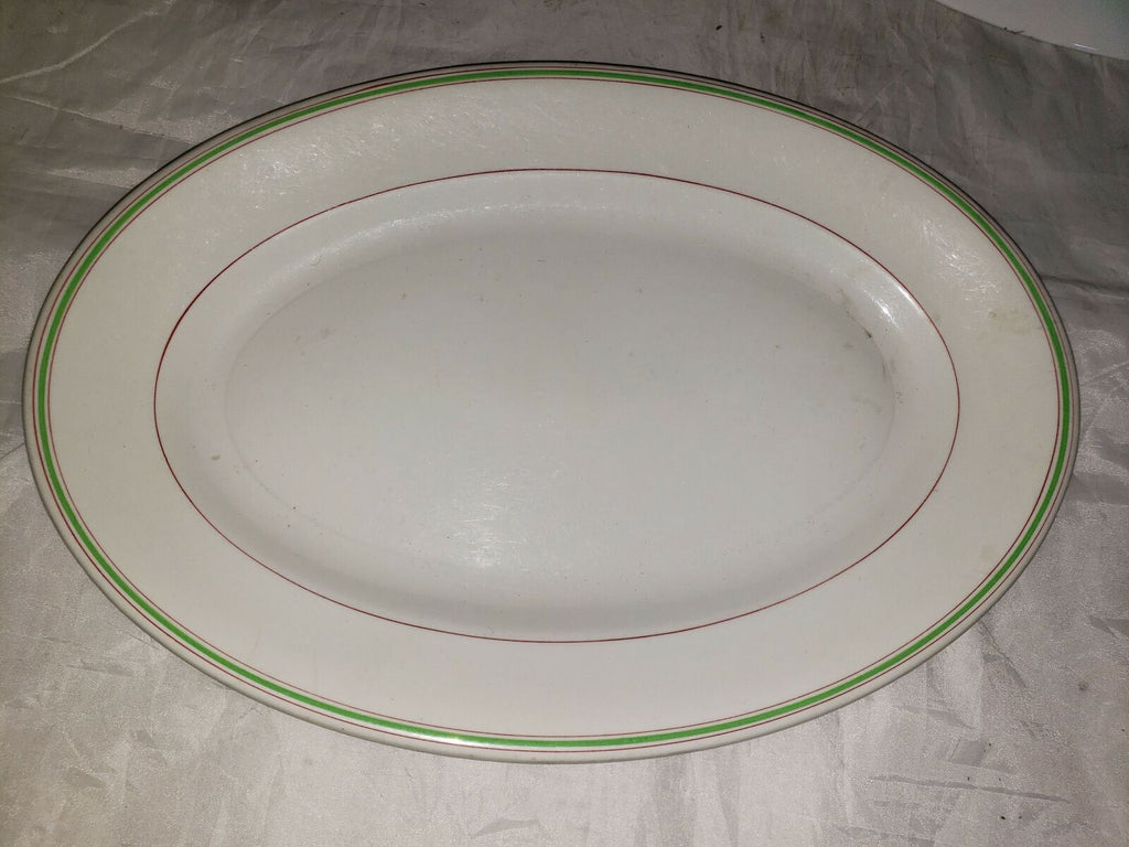 Grindley Hotelware Made in England Large Platter Green/Red Stripes