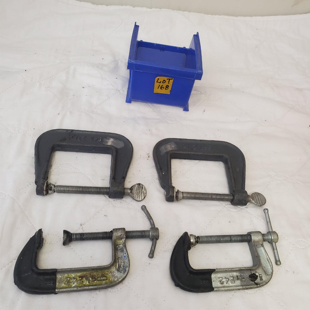 Lot of 4 Vintage Metal Adjustable C-Clamps LOT -168