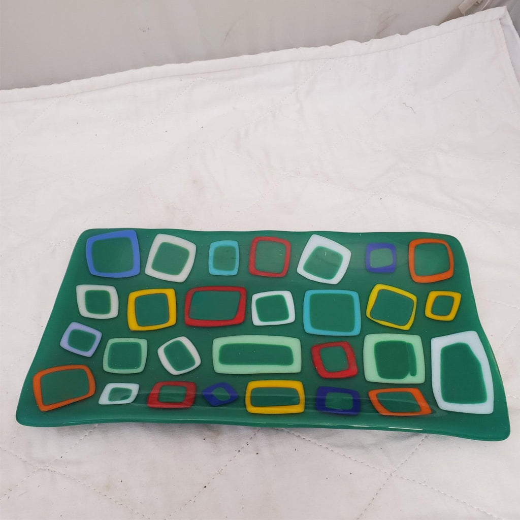 Retro Colorful Fused Glass Platter