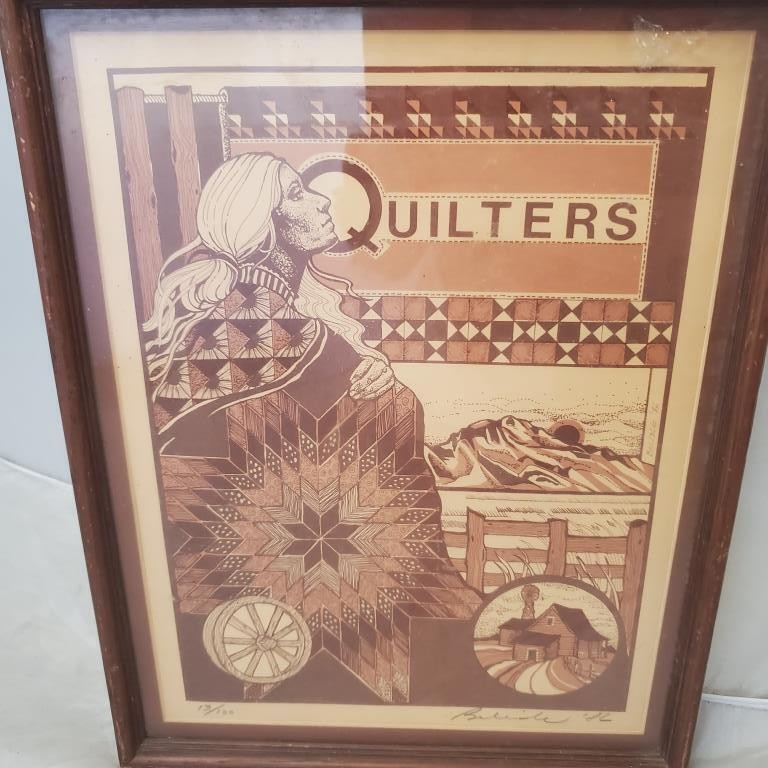 Vintage 1986 Quilters Framed Art Print