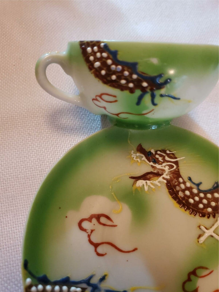 VTG Hand Painted Moriage Dragonware Demitasse Cup and Saucer Betson China Japan