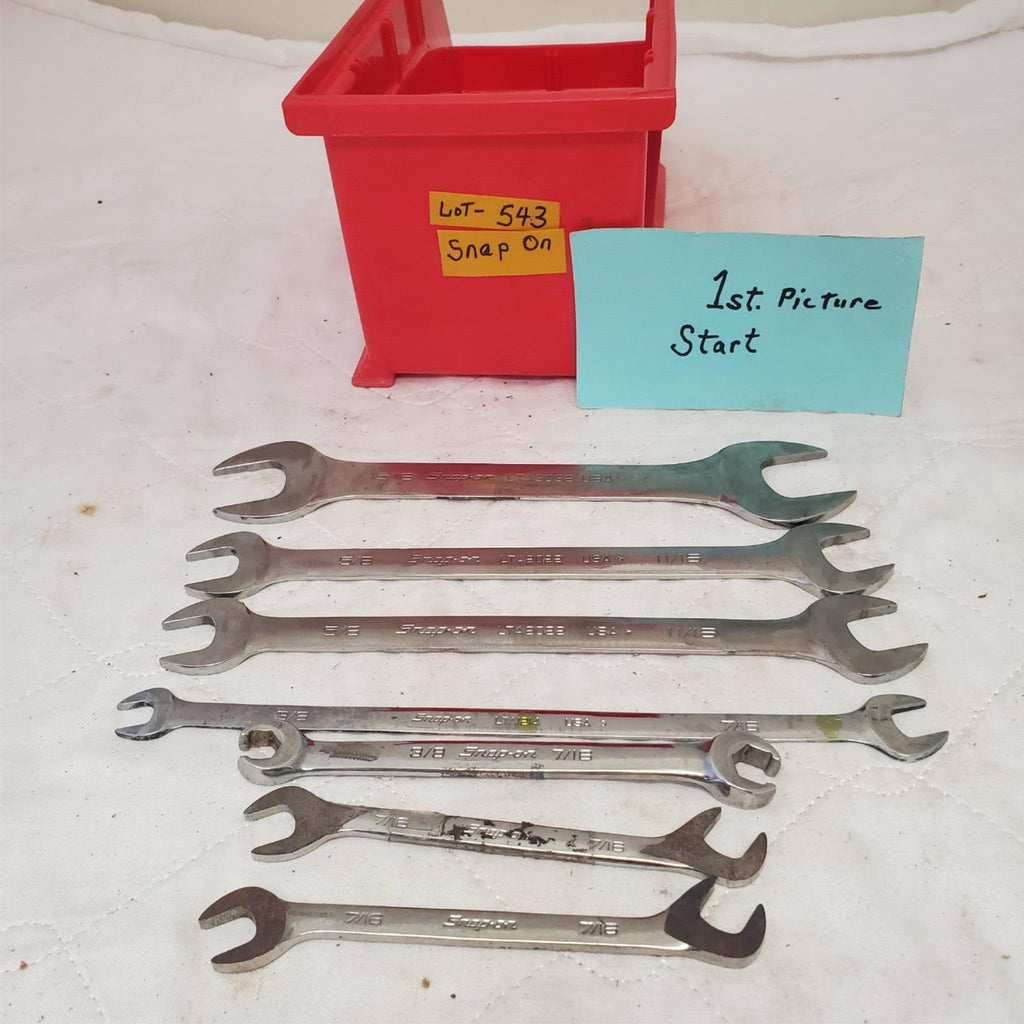 Lot of 7 Snap-On Standard 4-Way Angle Open End Wrench LOT 543