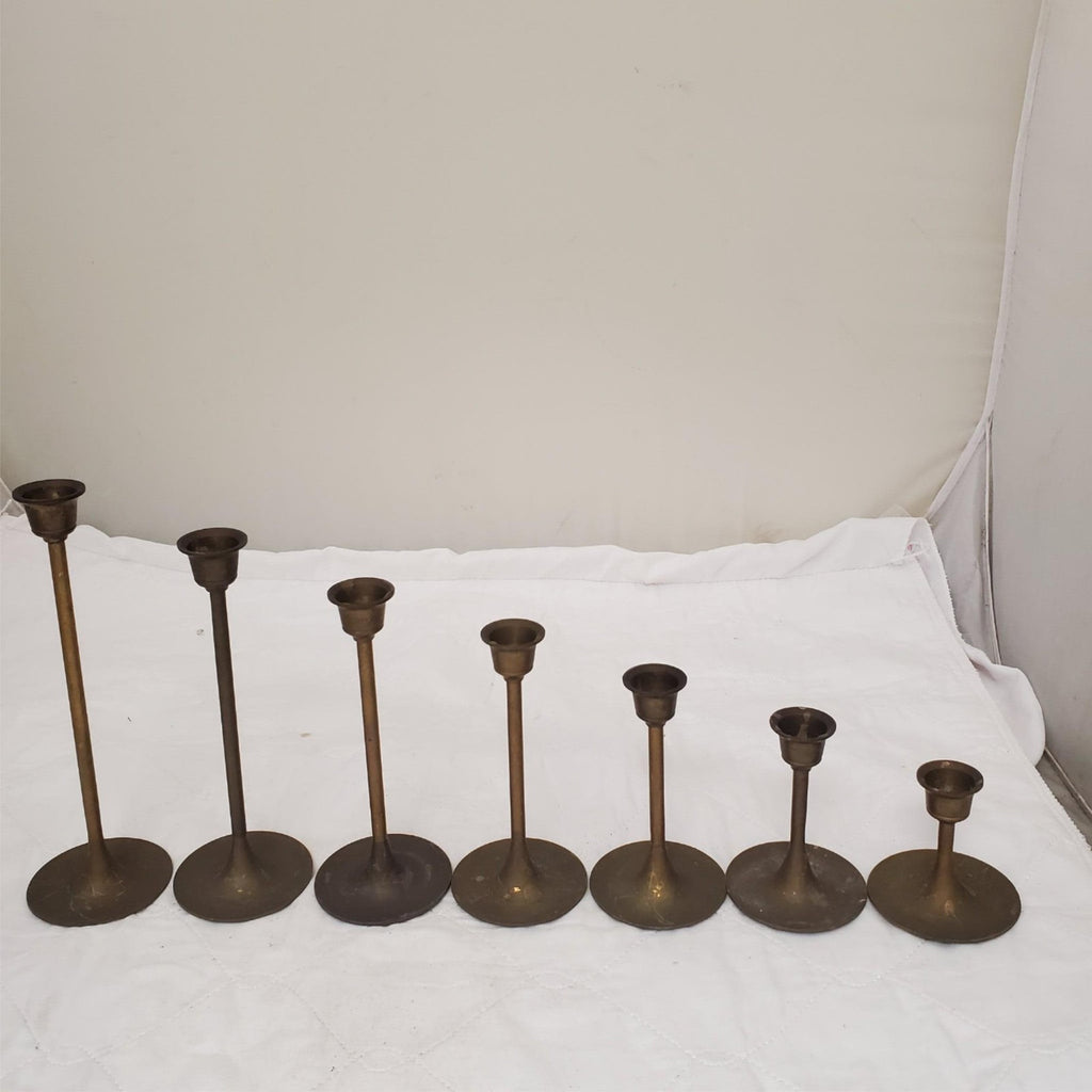 Set of 7 Vintage Brass Taper Candlestick Holders