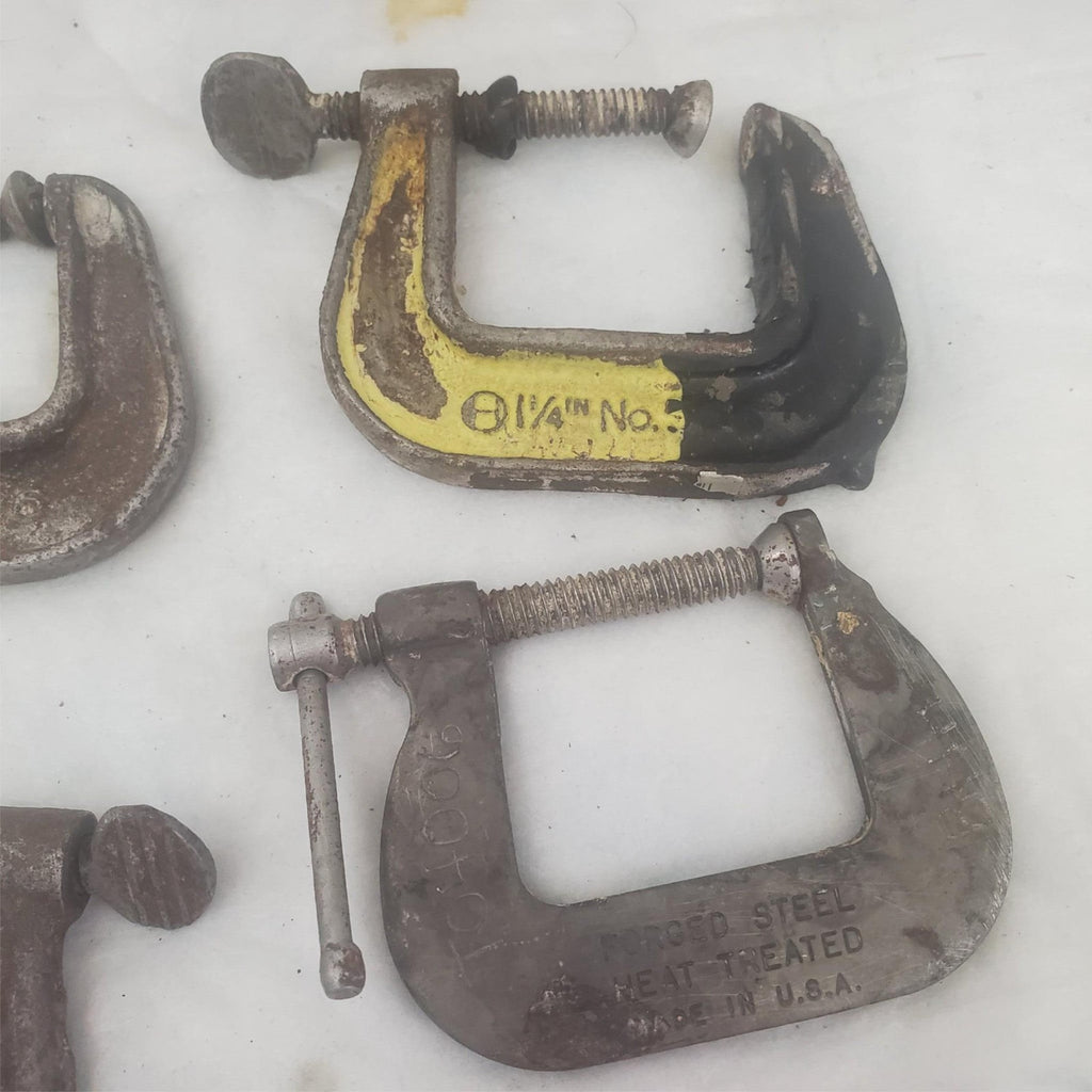 Lot of 6 Hargrave 1 1/4 Heavy Duty Metal C-Clamps Hand Tools LOT-698