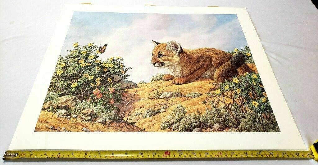 Vintage Cat Art Print with Butterfly and Flowers by James Efarish