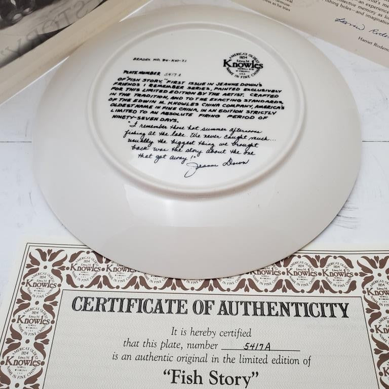 Knowles Collector Plate Fish Story"Jeanne Down's Friends I Remember Series