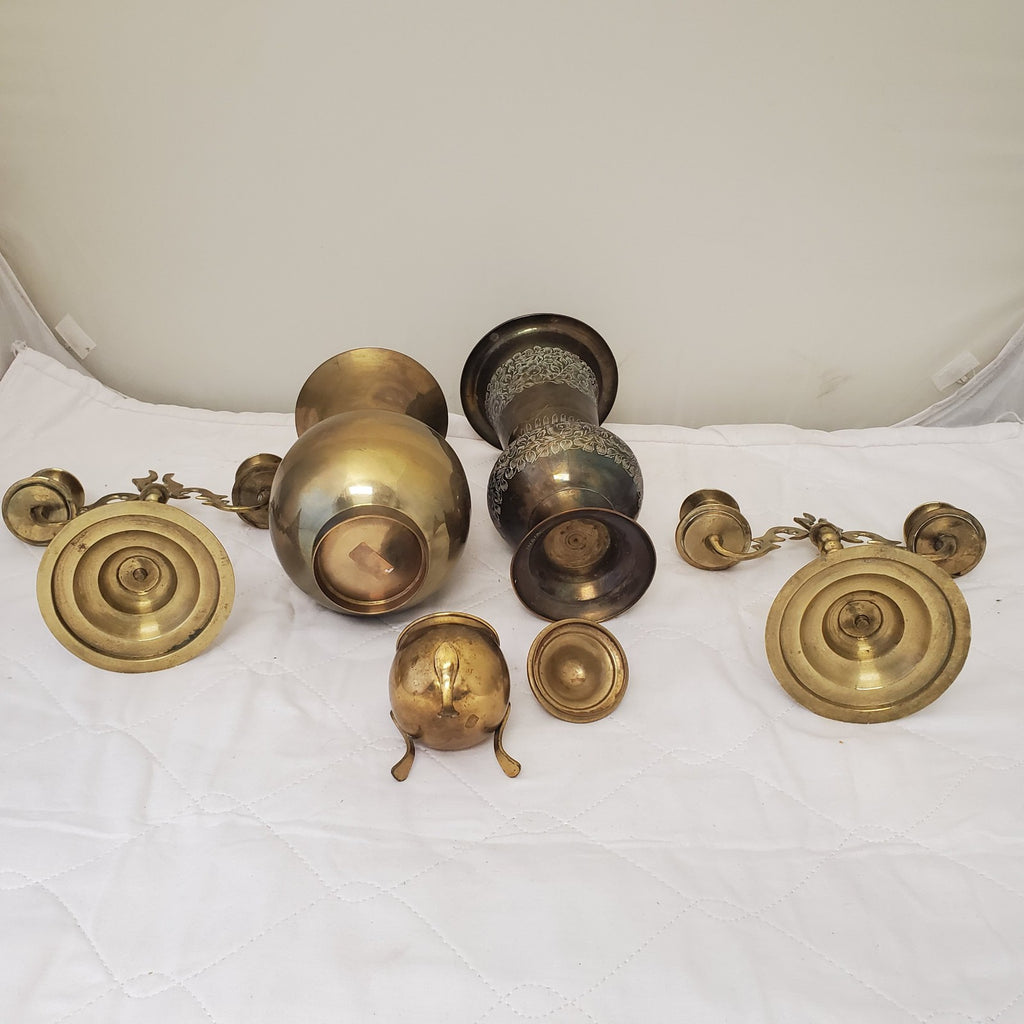 Antique Brass Vase and Baldwin Vintage Solid Brass