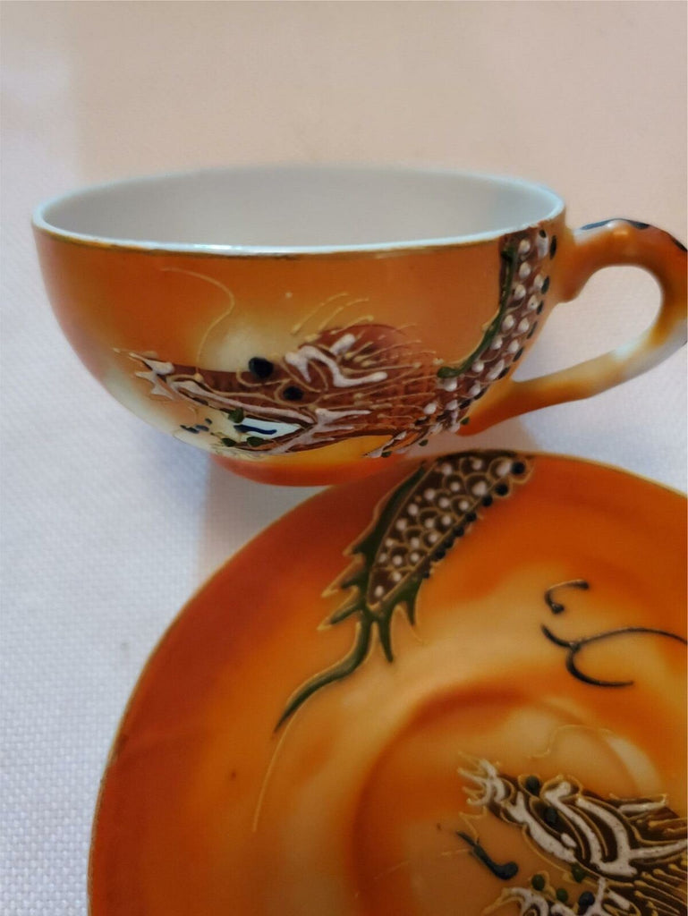 Demitasse China Dragonware Tea Cup & Saucer - Orange Fairyland