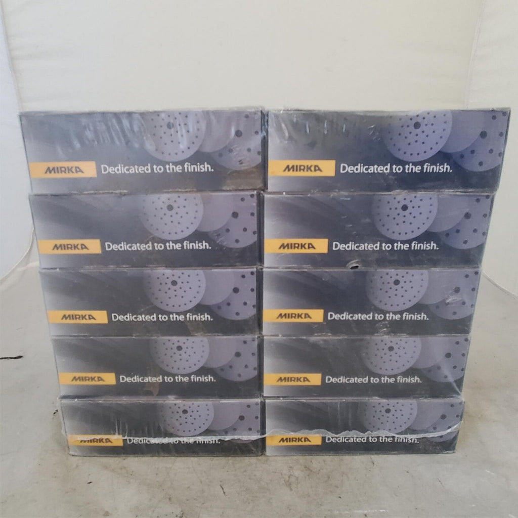 Lot of 10 Mirka 23-624-120 Gold White 6 in P120 Grip 6H Sanding Pads 50 Piece