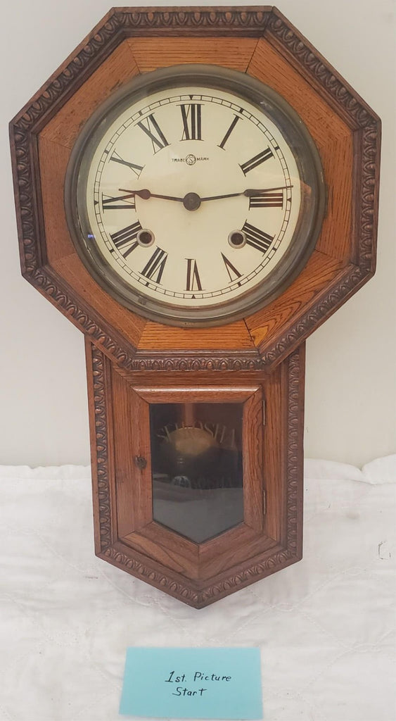 Antique Working 1920's SEIKOSHA Japan Octagon Drop School Regulator Wall Clock