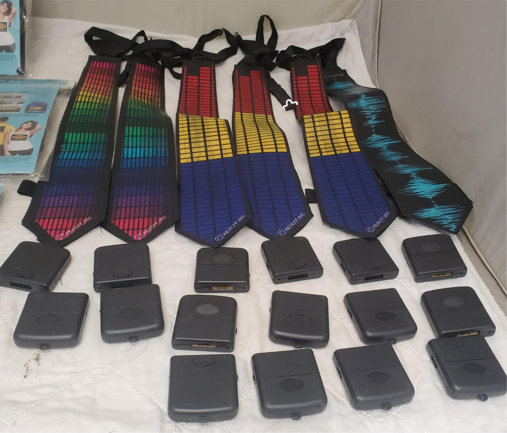 Lot of 11 Cybwear Electro-Luminescent Panel & Sound Activated flashing LED Ties