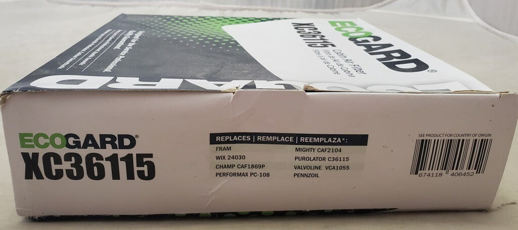 Ecogard XC36115 Premium Cabin Air Filter Front Quality Guaranteed
