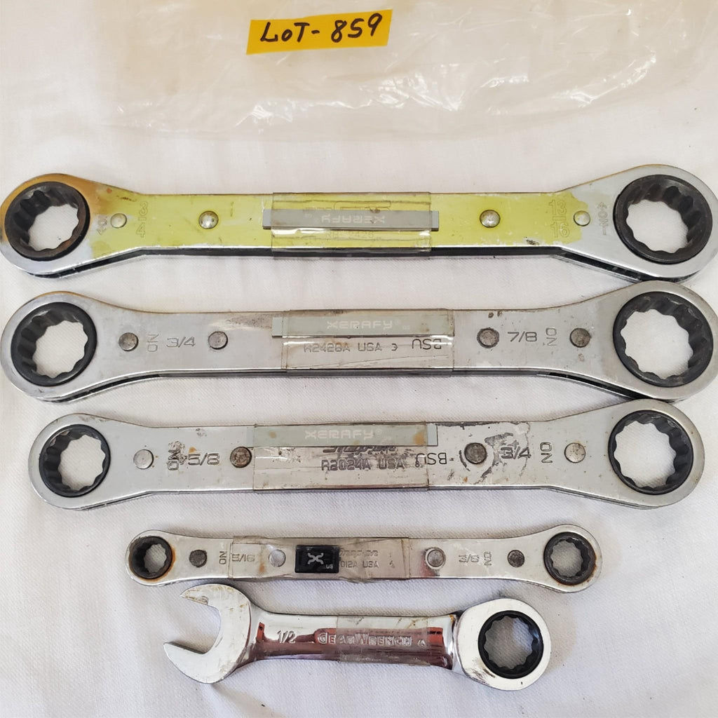 Lot of 5 Assorted Ratchet Box End Wrench Set LOT-859