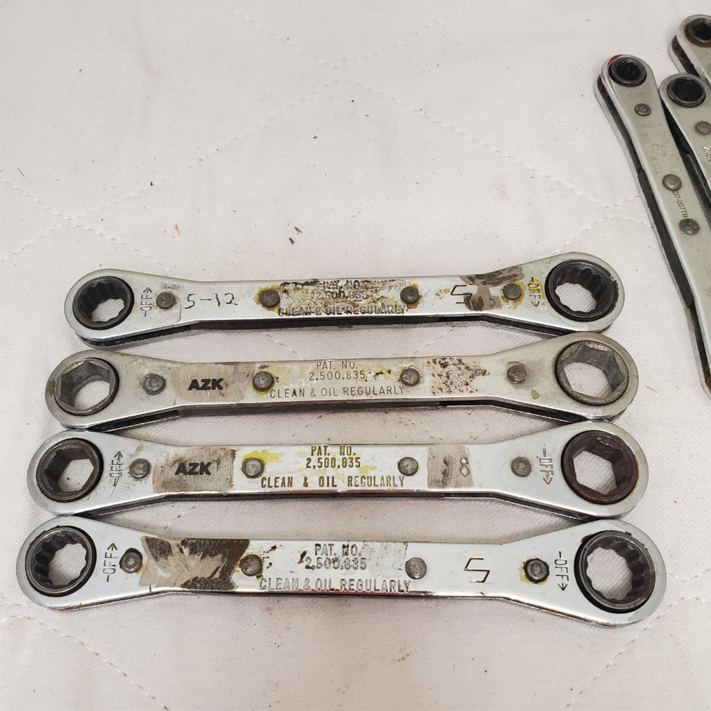 Lot of 11 Assorted Ratcheting Box End Wrench Set LOT-789