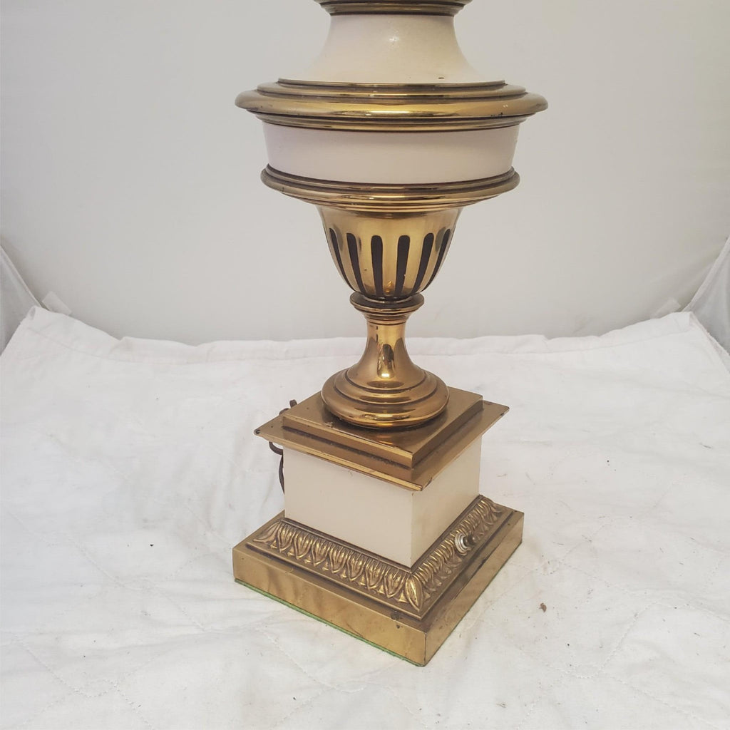 Vintage Stiffel Solid Brass Urn Trophy Ivory Enamel Lamp K