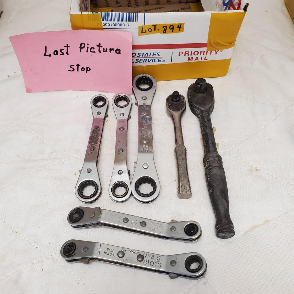 Lot of 7 Double Box End Reversible Ratchet Wrenches & Drive Ratchet Set LOT-894